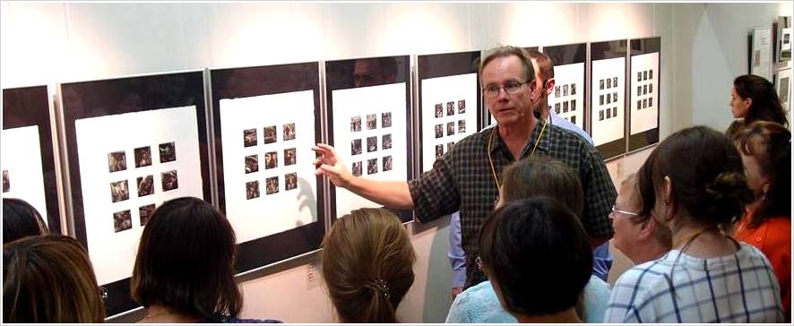 Artist discussing his work